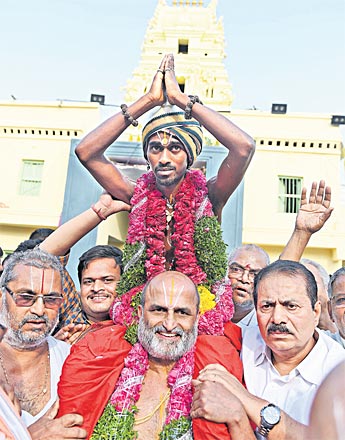 Munivahana Seva : Purohit carries a Scheduled Caste devotee